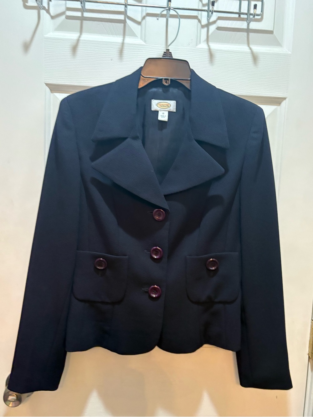 Talbots Black Textured Blazer with Notched Lapel